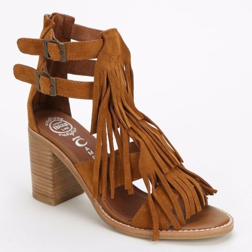 Jeffrey Campbell Dodge Fringe Sandals Heels 6